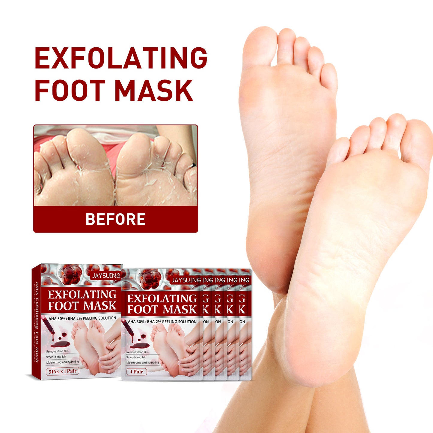 Jaysuing Exfolating Foot Mask, Tender Skin To Moist Calluses To Exfoliate Dead Skin Hydrating Foot Care