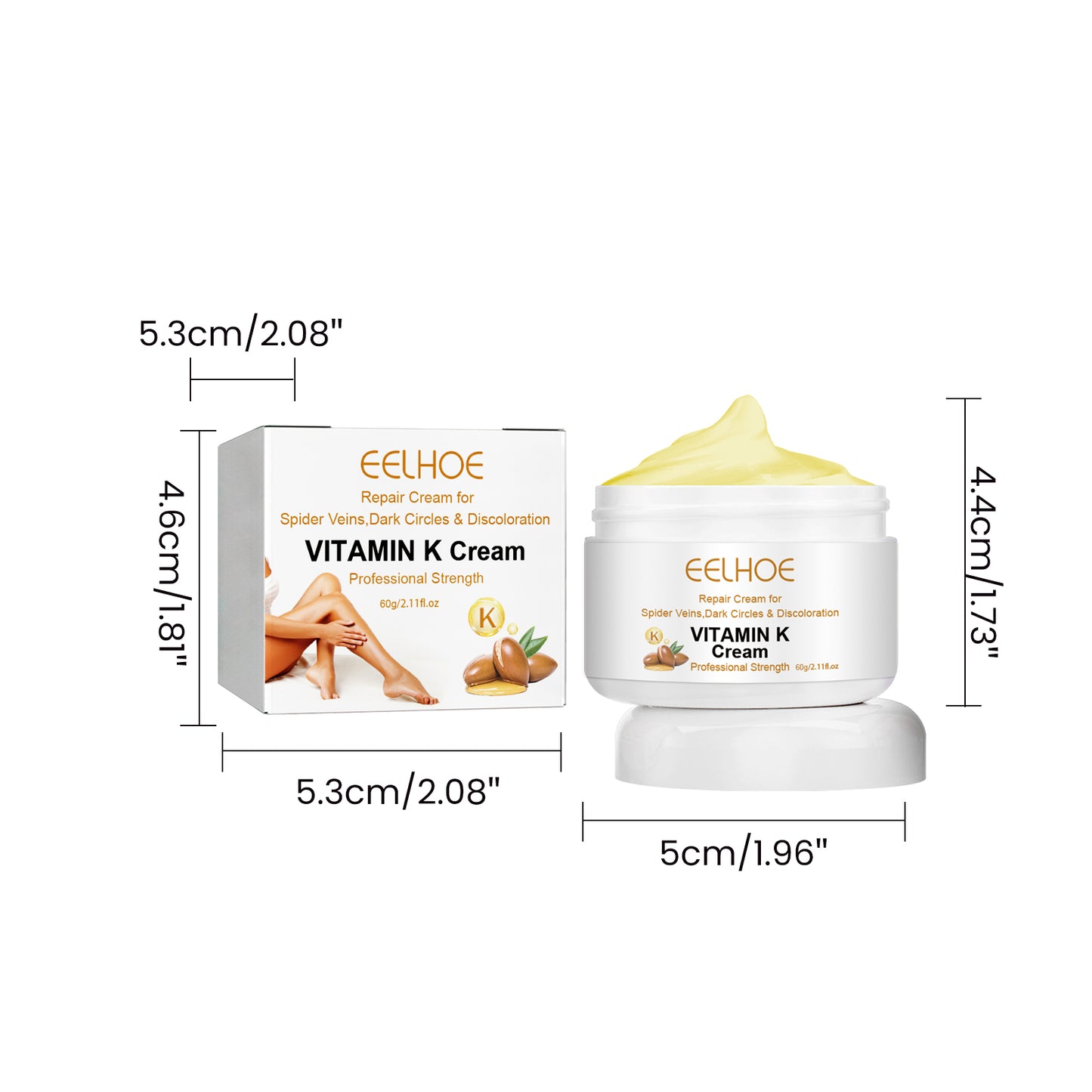 EELHOE Vitamin K Cream Skin Care For Sore And Swollen Legs Earthworm Leg Vein Massage Cream